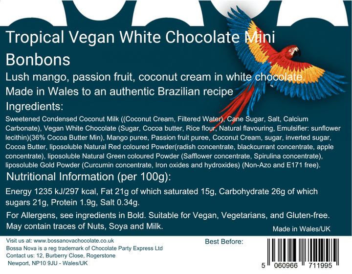 Tropical Fruit Gluten - free Vegan White Chocolate - Mango Passion fruit and Coconut Cream Bonbon