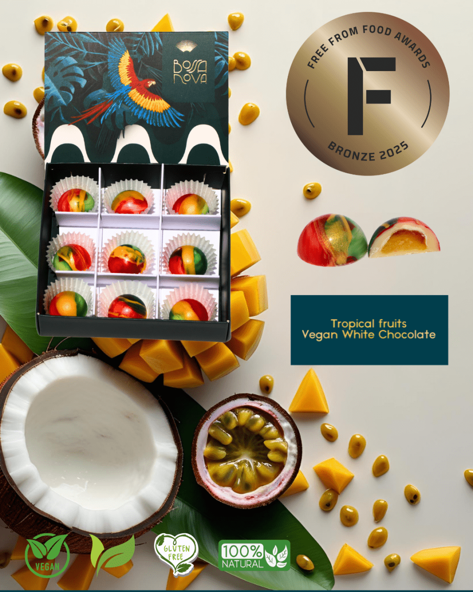 Tropical Fruit Gluten - free Vegan White Chocolate - Mango Passion fruit and Coconut Cream Bonbon