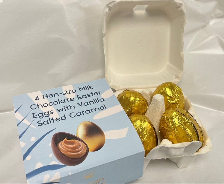 4 Hen - size Milk Chocolate Vanilla Salted Caramel