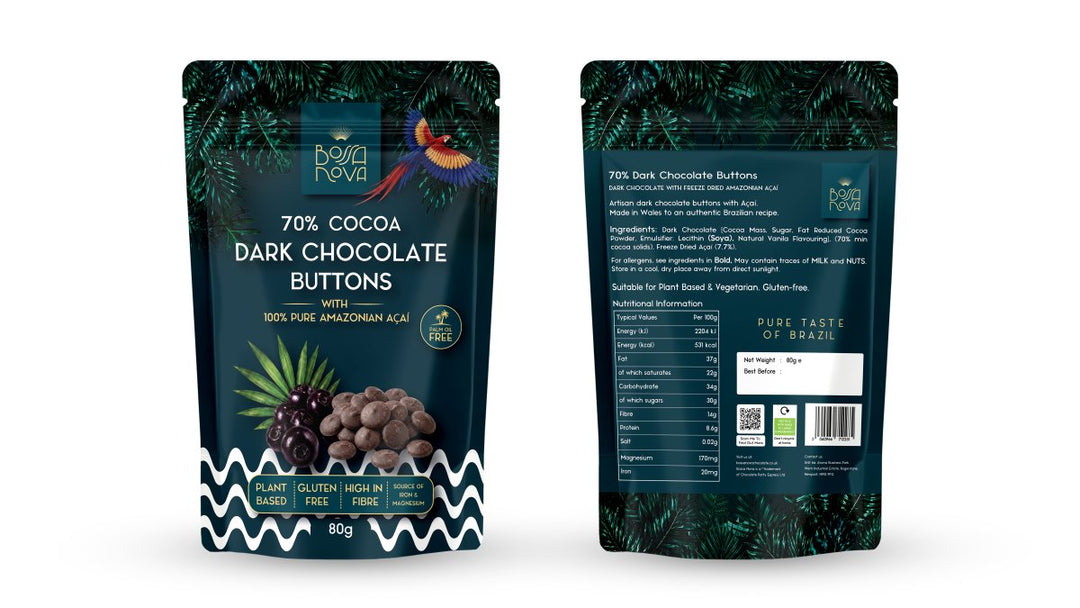 70% Dark Chocolate Buttons with Acai