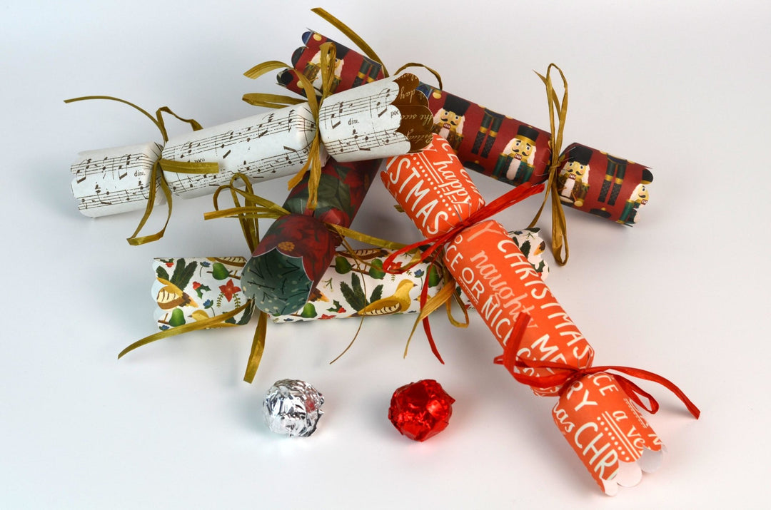 Bossa Nova Luxury Handmade Christmas Crackers, Assorted Patterns, Artisan Luxury Chocolates