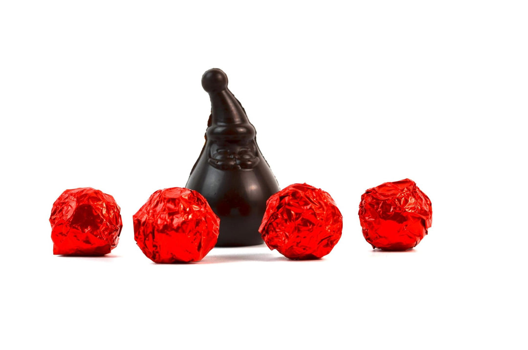 Bossa Nova Dark Chocolate Santa Figure and four truffles, 80g - 160g, Artisan Luxury Chocolates