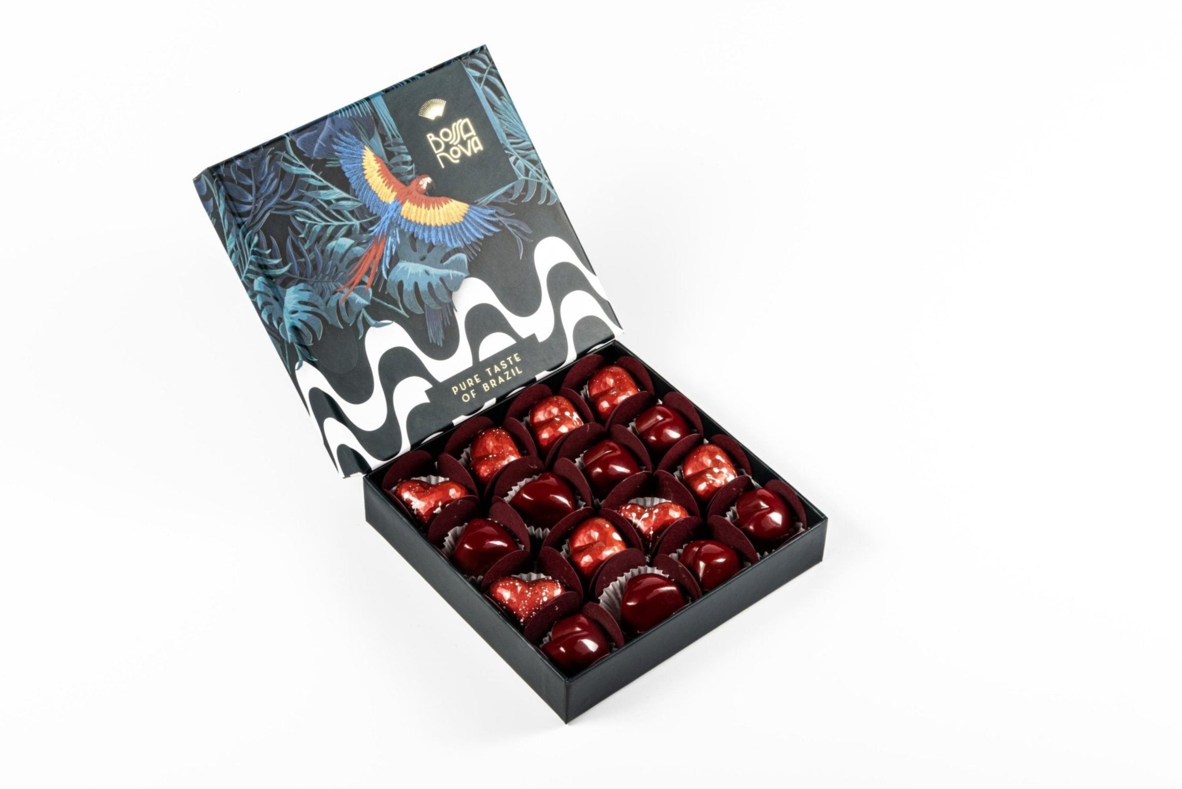 Bossa Nova Marc de Champagne and White chocolate Brazilian-Style Heart Truffles, Artisan Luxury Chocolates